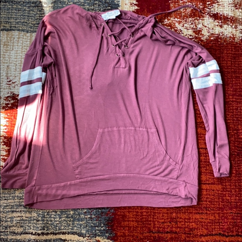 Pink, long sleeve, hooded, t shirt